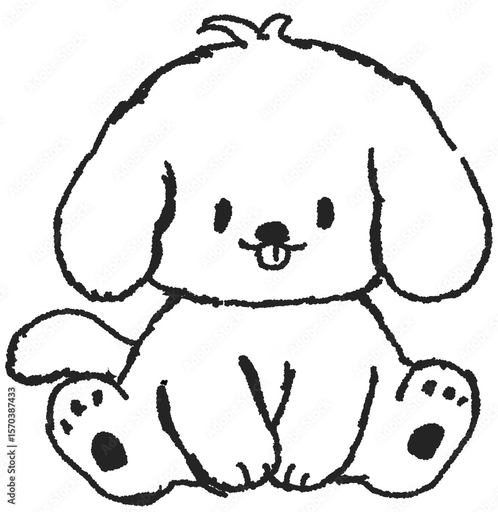 Obraz premium 귀여운 강아지 캐릭터 손그림 드로잉 스티커