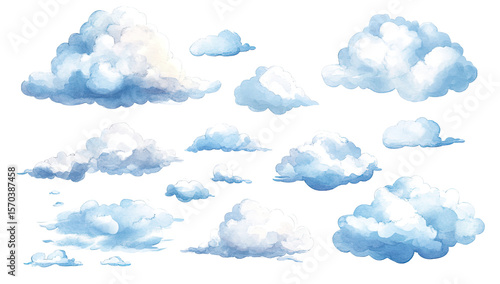 Collection of various cartoon clouds
