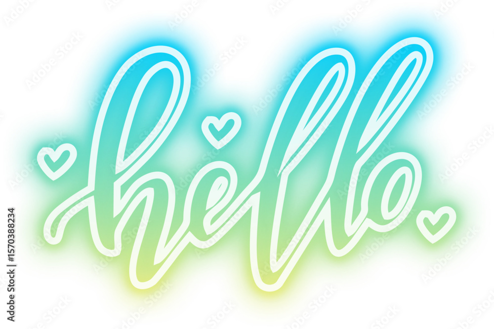 Fototapeta premium Neon Hello Lettering Sign