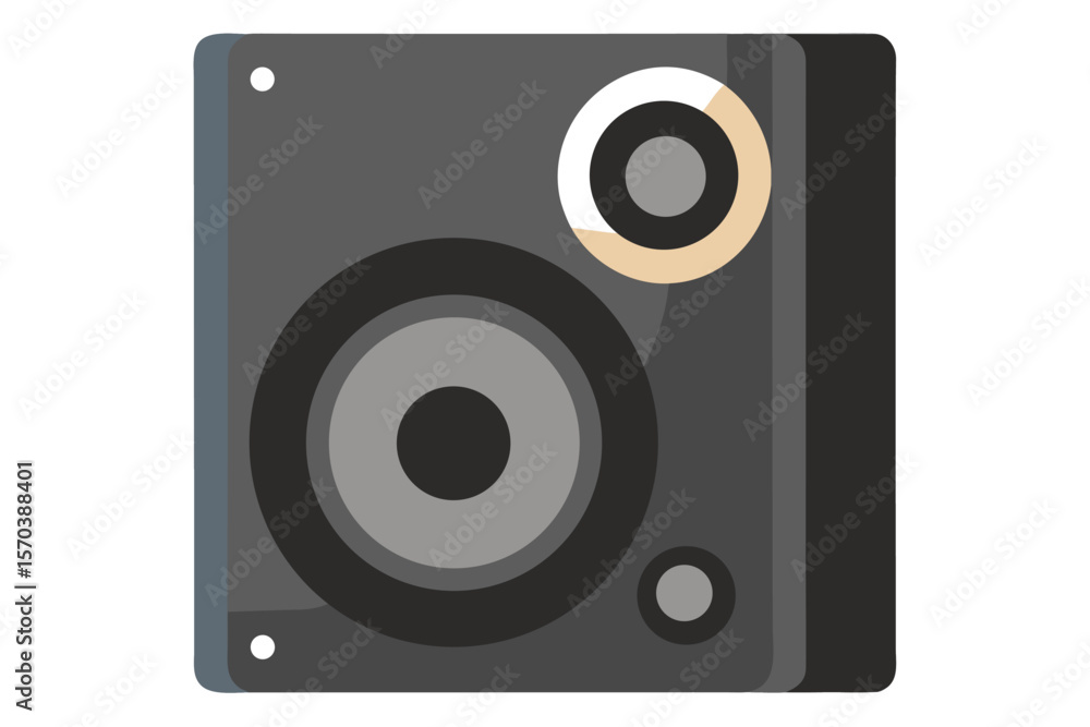 Modern flat design of a black speaker with concentric circles Modern flat design of a black speaker with concentric circles