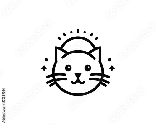 Whimsical cat icon vector illustration whimsical