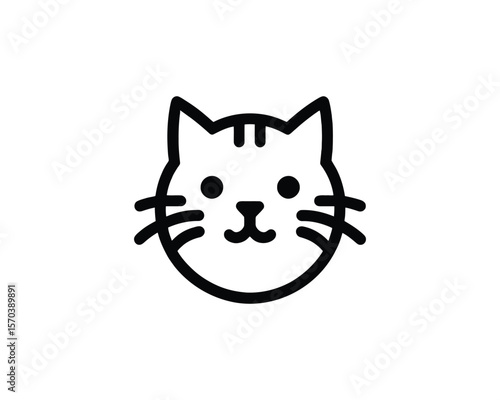 Minimalist feline portrait vector graphic of a cute cat face