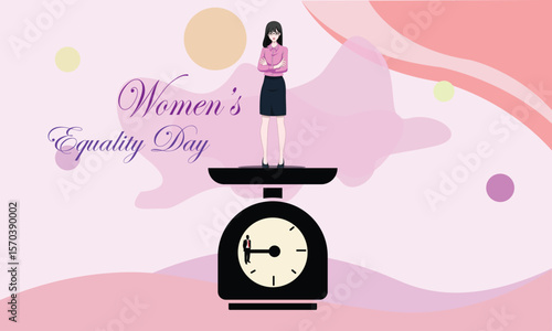 Abstract Flat Female Figures with Balance Weight Metaphor