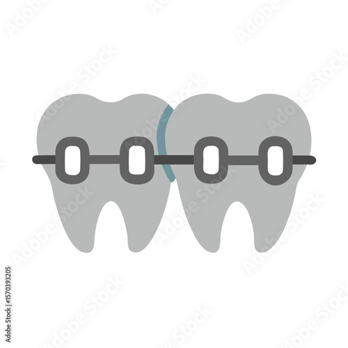 Dental braces on teeth alignment isolated on White Background
