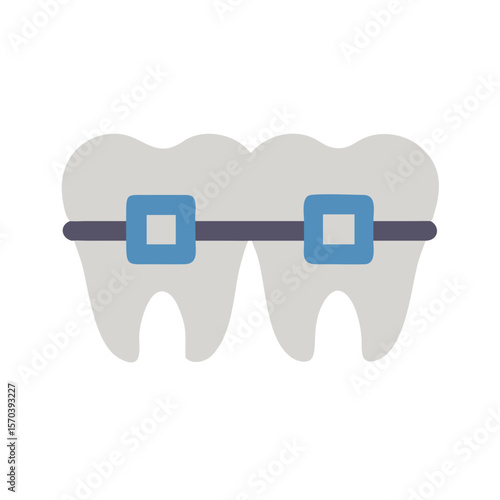Two teeth with braces on a White Background graphic