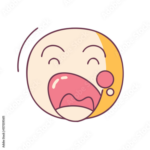 Yawning face expressing tiredness or boredom with cartoon style