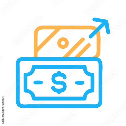 Line art of rising profits and increasing revenue stream