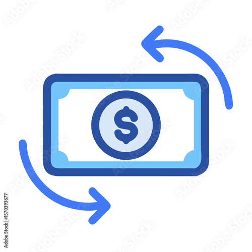 Money exchange icon with arrows on White Background