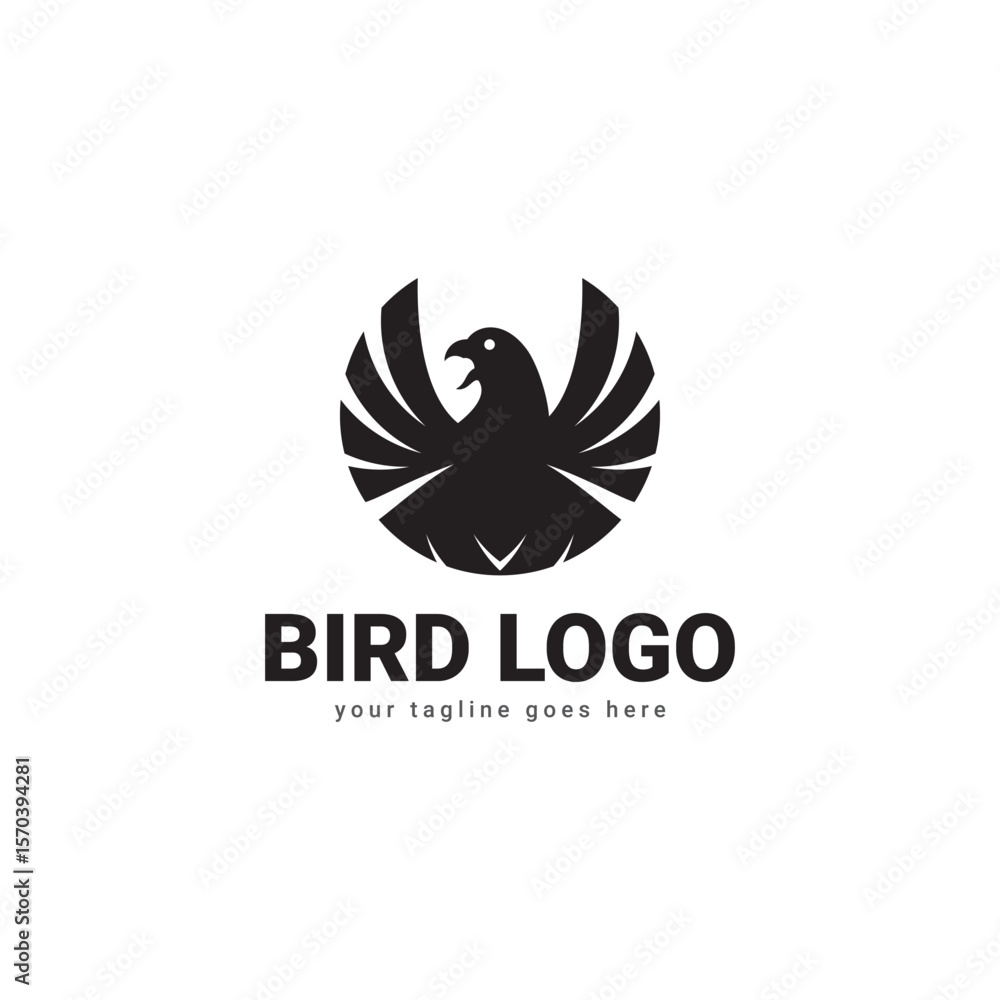 Obraz premium Simple and Modern Black Bird Logo Design Featuring a Minimalist Bird Icon and Elegant Typography for Branding