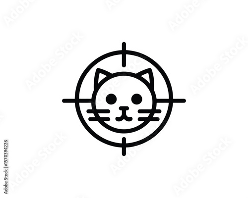 Cat target symbol minimalist pet focus vector icon