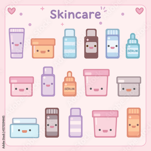 Skincare set flat design icon vector illustration