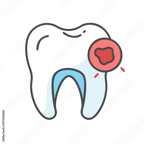 Tooth decay icon, dental disease, and oral hygiene concept