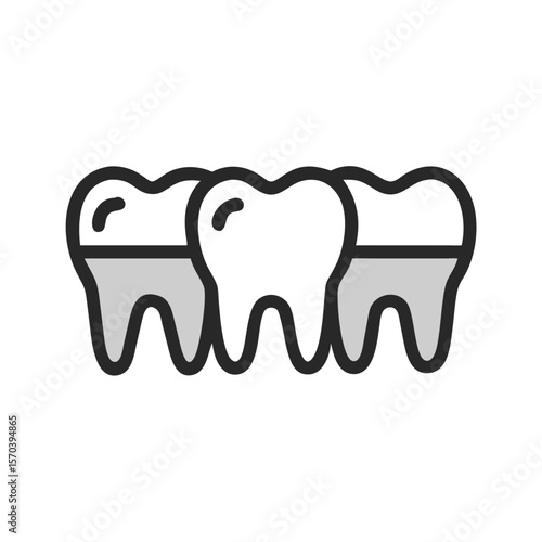Dental health illustration showcasing three teeth with filling concept