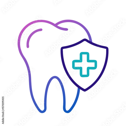 Tooth protection shield concept with medical cross icon style