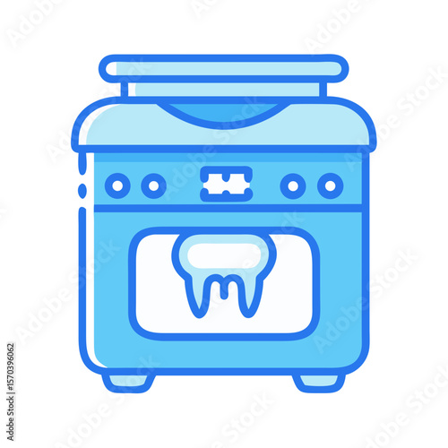 Blue Cartoon Dental Flosser Dispenser Appliance on White Background