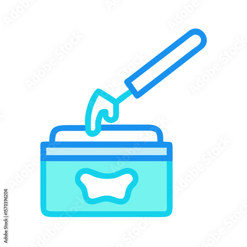 Blue cosmetic cream jar with applicator stick illustration