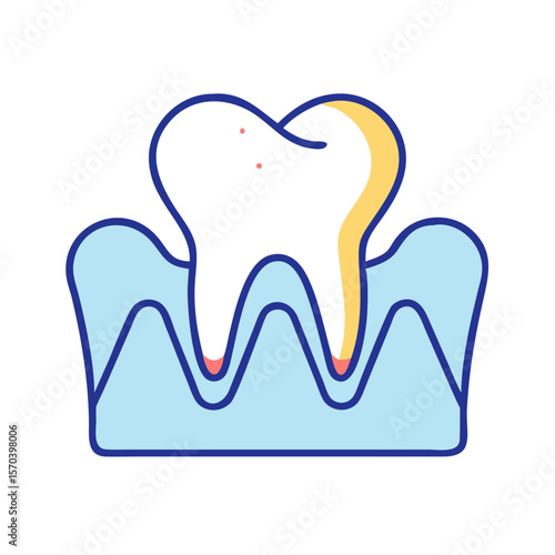 Simple tooth decay illustration on White Background graphic style