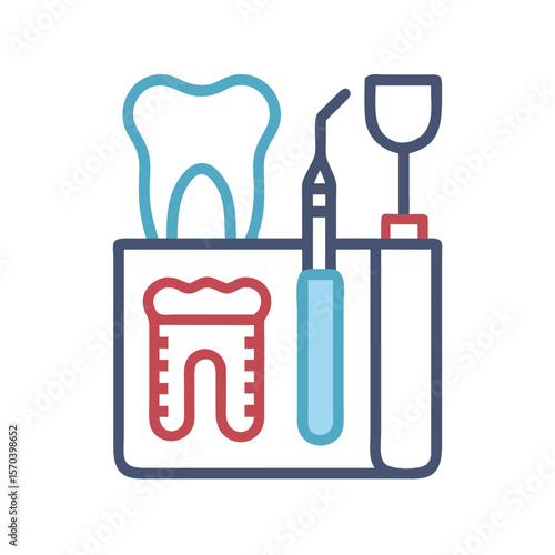 Dental X-ray and instruments showcasing dental healthcare concept