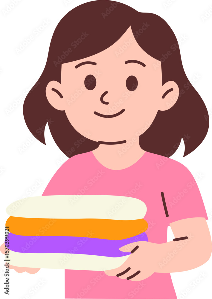 Woman Holding Stacked Clothes Woman Holding Stacked Clothes