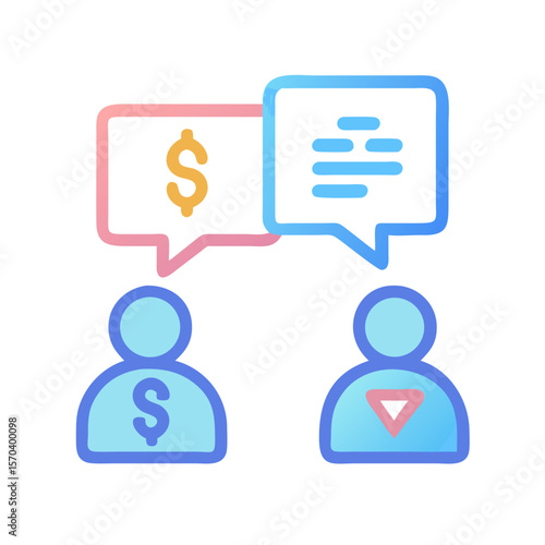 Discussion icons exchanging ideas about investments and strategies