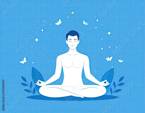 Man meditating, serene scene