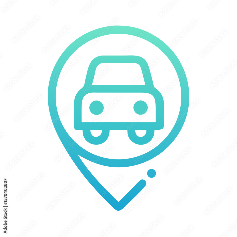 Car location pin icon with gradient outline on White Car location pin icon with gradient outline on White