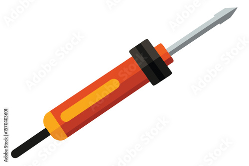 Stylized illustration of an orange soldering iron with a silver tip