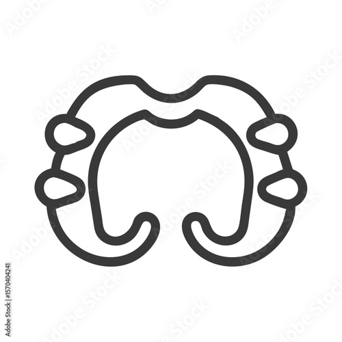Minimalist line drawing of removable dental retainer on White