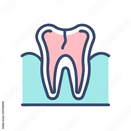 Illustration of tooth with crack and receding gums