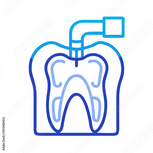 Tooth root canal treatment, graphic icon, dental care design