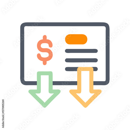 Financial outflow illustration depicting income decrease or expense tracking