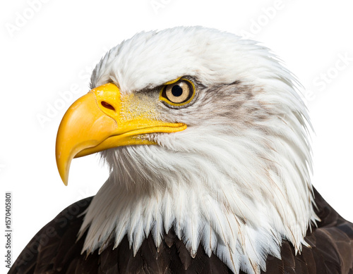 “Close-up Portrait of Bald Eagle with Fierce Gaze, isolated on a transparent background