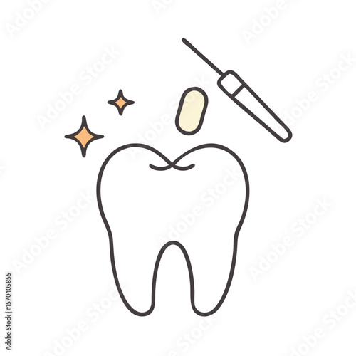 Dental care tooth cleaning treatment process on White Background