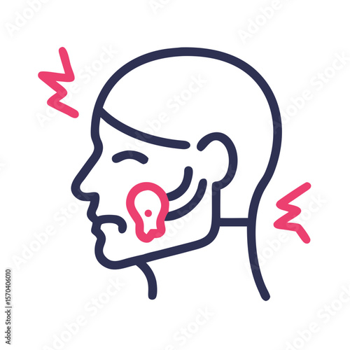 Mumps symptom illustration depicting painful swelling in the head