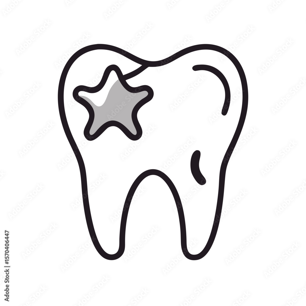 Tooth with cavity illustration on a White Background Tooth with cavity illustration on a White Background