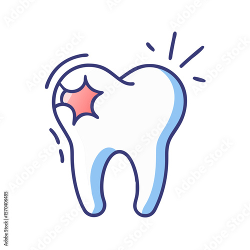Illustration of a damaged tooth with a cavity visible