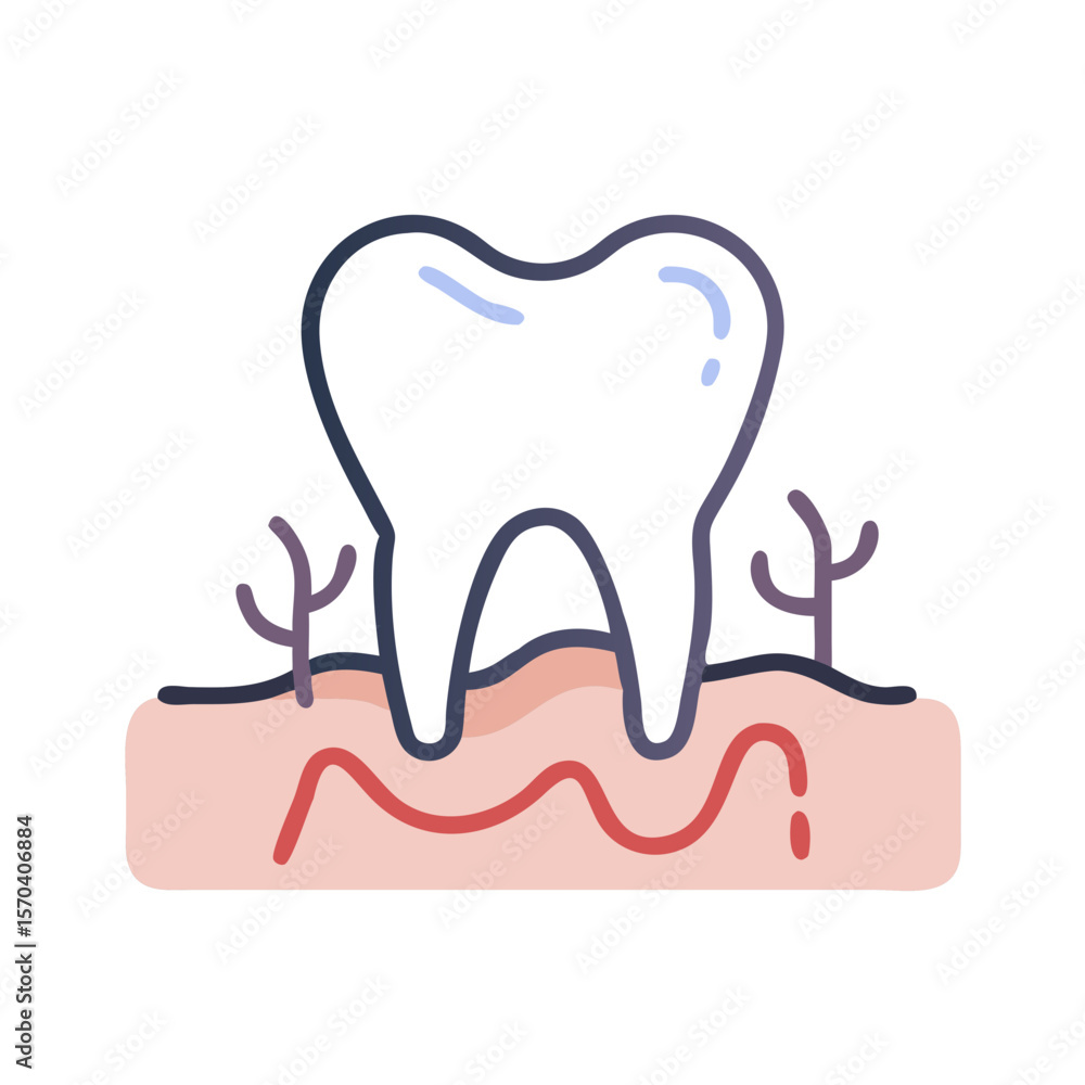 Obraz premium Illustration of dental health, gum line, veins, and tooth