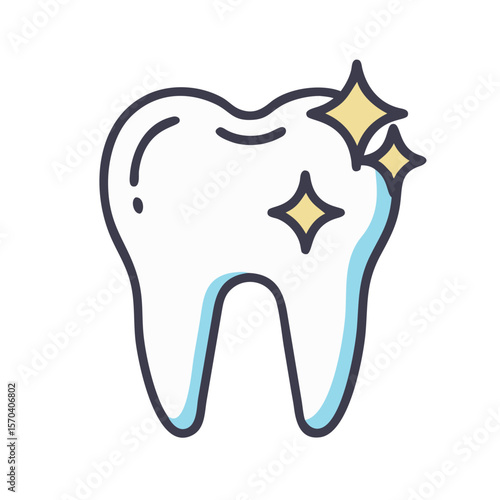 Shiny sparkling tooth illustration promoting dental health and hygiene