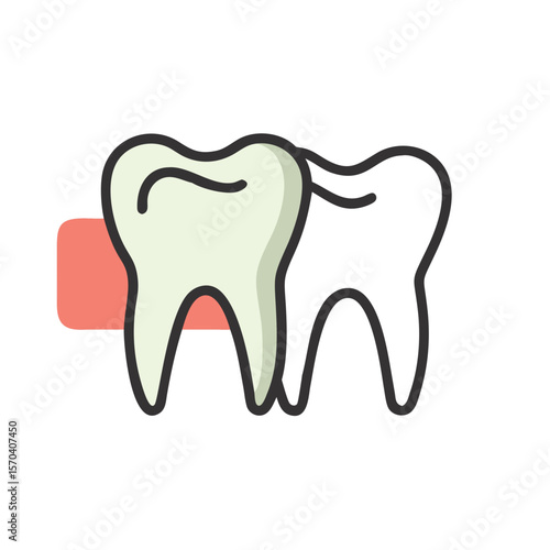 Dental Illustration of White Tooth Beside Black Decayed Tooth
