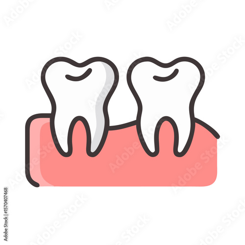 Cartoon teeth illustration showing gums on a White Background