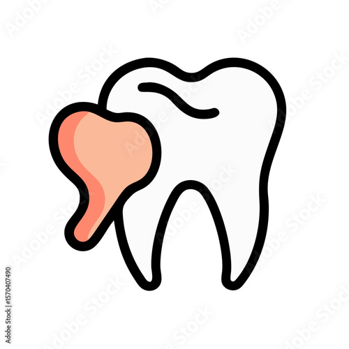 Tooth decay with gum inflammation dental illustration on White