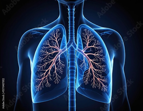 Human lungs anatomy illustration