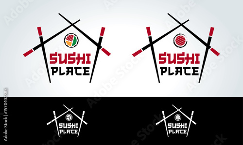 Sushi Place Japanese Oriental Food Restaurant Logo Concept Vector Illustration