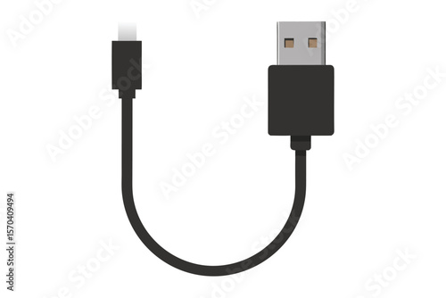 Black usb type a to usb type c charging and data transfer cable
