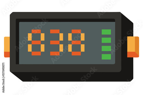 Digital display device showing the number 838 with battery indicators