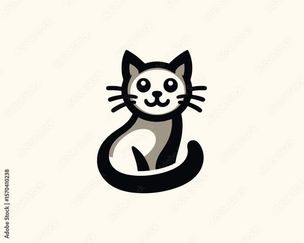 Playful feline logo minimalist vector design of a cute cartoon cat Playful feline logo minimalist vector design of a cute cartoon cat