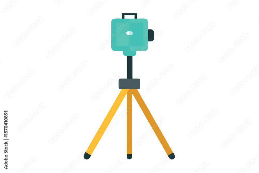 Obraz premium Modern teal surveying instrument on a yellow tripod