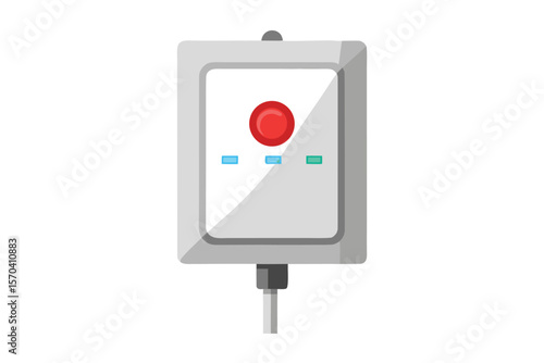 Modern electronic device with a red button and indicator lights
