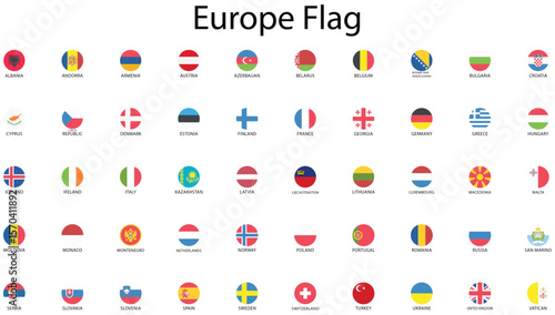 Europa Flag icon set. Vector illustration.