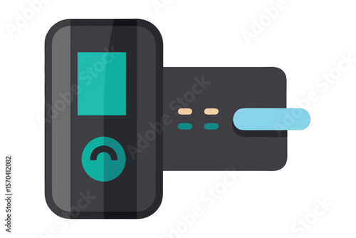 Modern digital camcorder with teal screen and blue button